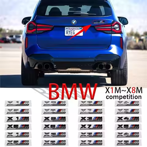 ABS Tricolor M mark Competition For BMW 7m 8x1m X2M X3M X4M X5M X6M X7M x 5 Car Trunk Badge Emblem T