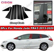 8Pcs Glossy Piano Black PC Material Car Door Window Center Middle B C Pillar Post Column Cover Mirro