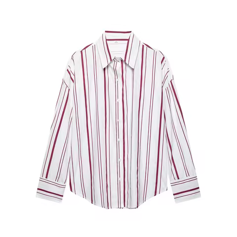 Kar&Otza Stylish Kar&Otza Chic Trendy Women's Long Sleeve Button Up Shirt in White Base with Bold Ma