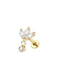 1pc Implant Grade Titanium Zirconia Pendant Stud Earrings Internally Threaded Helix Tragus Lobe Pier