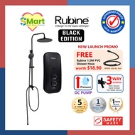 Rubine Instant Water Heater with Rainshower &amp; DC Pump [RWH-3388 Black Edition]