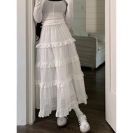 [ Stock at Klang]Sweet Lace Skirt Rok OOTD Panjang Wanita Putih White High Waisted Perempuan Style K