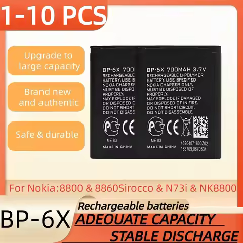 3.7V 700mAh,BP-6X rechargeable battery suitable for Nokia 8800 & 8860Sirocco & N73i & NK8800 mobile 