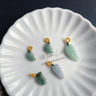 天然緬甸玉翡翠 老料油青 玉米 魚 葉子 線圈 可搭手鍊項鍊隨意扣