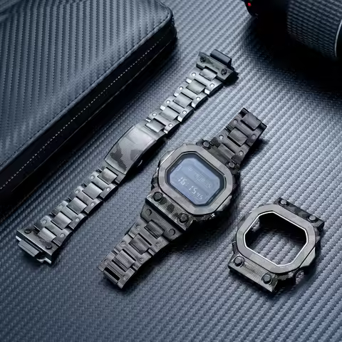 For Casio G-Shock King GX-56 GX-56BB GXW-56, Heavy Duty Stainless Steel Case & Bracelet Set, Full Me