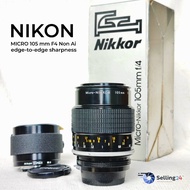 เลนส์มือหมุน Nikon Nikkor Micro 105mm F4(32) Mount Non ai with PN1 Rare item