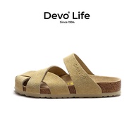 รองเท้าแตะผู้หญิง Devo Life ทรงหัวมนพื้นแบน กันลื่น สไตล์ลำลอง ฤดูร้อน แฟชั่น รองเท้าแตะแบบสวมสบายสำ