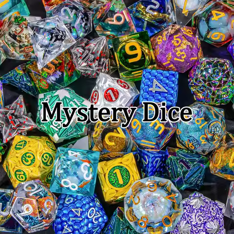 Mystery Dice Set DND for Role Playing Game, Sharp Edge or Metal D&D Dice D20 D12 D10 D8 D6 D4 Dungeo