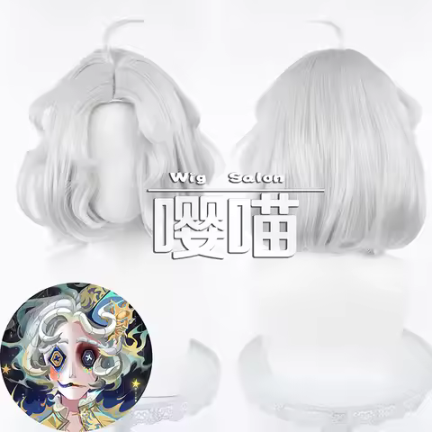 Weeping Clown Joker Cosplay Wig Game Identity V 38CM Silver White Heat Resistant Synthetic Hair Anim