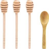 DESIOLE 4Pcs Wooden Honey Dipper Sticks Mini Honey Spoon, 6.3 Inch Honey Mixing Stirrer Comb Stick f