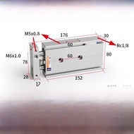 กระบอกลมแบบมีแม่เหล็กแบบมีท่อสองแกนขนาดเล็ก TR6X10S TR10X20S 30 TR16X50S 75 80 ชิ้นส่วนอุปกรณ์อุตสาห