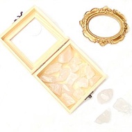 天然白水晶原石300克-大容量松木盒凈化充電消磁套組