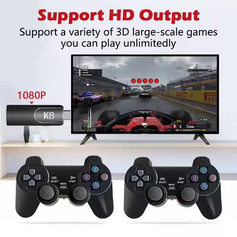 Retro Video Game Console K8 Game Stick 4K HD TV 40000+ Games Dual Wireless 2.4G Controller Home Game