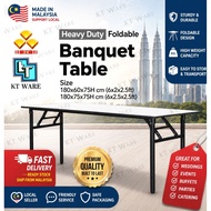 KT WARE 3V 2x6 FEET 2.5X6 Heavy Duty Foldable Wood Top Banquet Table Folding Function Table Catering