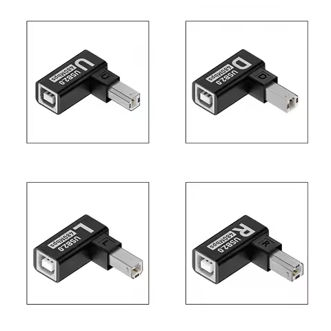 90 Degree USB-B Connector Up/Down/Left/Right Angle USB 2.0 Type-B Male to Female Adapter for Printer