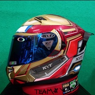 KYT Helm K2 Rider Motif Iron Man+Flat Visor Iridium+Spoiler+Stiker
