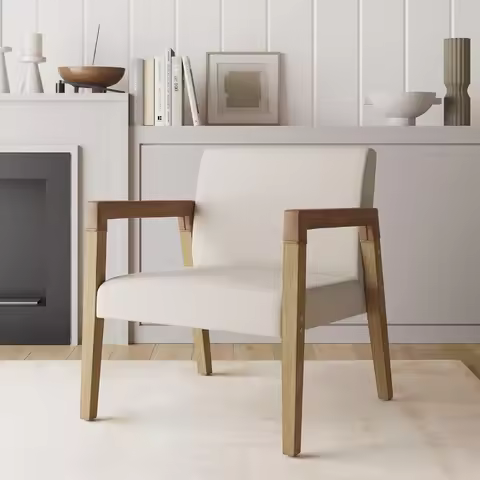 Nathan James Hudson Accent Living Room Chair, Comfy Reading Bedroom Chair, Mid-Century Wood Armchair