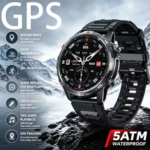 New GPS DT G10 Military 1.43 AMOLED Screen 5ATM Smart Watch LED Flashlight Configuration Compass Alt
