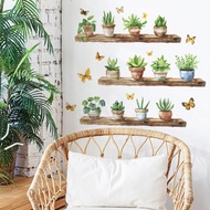 Green Plants and Potted Plants Pattern Wall Stickers DIY Bedroom Living Room Decoration Stickers