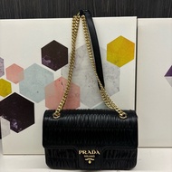 prada 皺摺包 斜背包 小香風 黑色