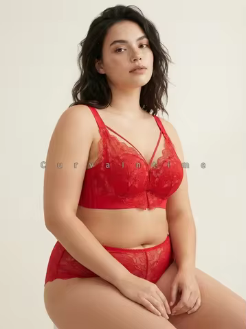 Plus Size Floral Lace Wireless Bra Soft Skin-Friendly Full Coverage Collect Armpit Fat Push Up Comfo