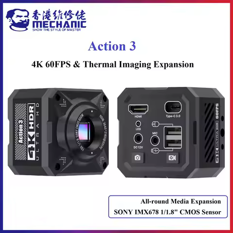 MECHANIC Action3 HD 1080P 4K 60FPS Microscope Camera HDMI/USB Output Optical Thermal Imaging Expansi