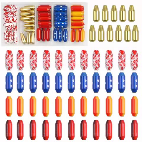 55Pcs Fishing inline Spinner Sinkers Kit Fishing Weight Brass Painted Sinker DIY Inline Spinner Bait