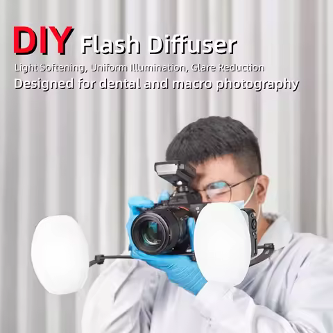 2pcs Silicone Softbox Dental Macro Flash Diffuser Natural Light for Nikon R1C1 Yongnuo YN24EX Godox