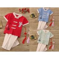 Kids Short Sleeves Samfu Cheongsam Kids Boy Chinese new Year CNY | Baju raya cina budak lelaki