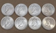 香港殖民地時期女王頭像大一蚊一套八枚, 含1960年H,1960年KN,1970 年,1971年,1972年,1973年,1974年,1975年各一枚,品相佳,有原光