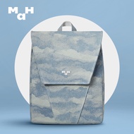 MAH Young Denim Jacquard backpack Corrugated  Printed Schoolbag High School Student Large Capacity C