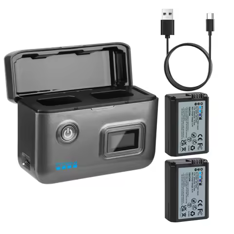 NP-FW50 Battery and Fast Dual Slot Charger for Sony ZV-E10 A6500 A6400 A6300 A6000 A7 A7II A7RII A7S