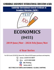 Cambridge Igcse ECONOMICS 0455 (PAPER 1 & 2)  2019-Feb/June/Nov 2024! Past Papers.