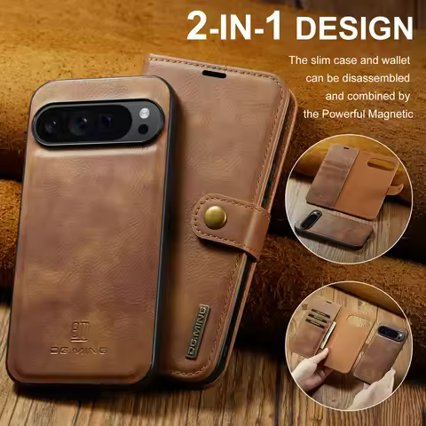 DG.MING for Google Pixel 6 7 8 9 10 Pro XL/Pixel 5A 6A 7A 8A 9A Magnetic Detachable Cover 2in1 Flip 