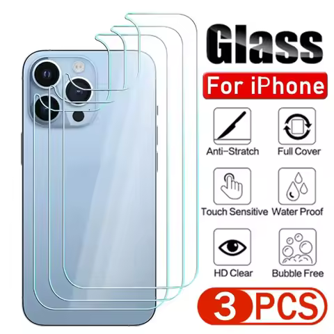 Tempered Back Glass For iPhone 15 14 Plus 13 12 Pro Max Mini Protective Screen Protector Glass Film 