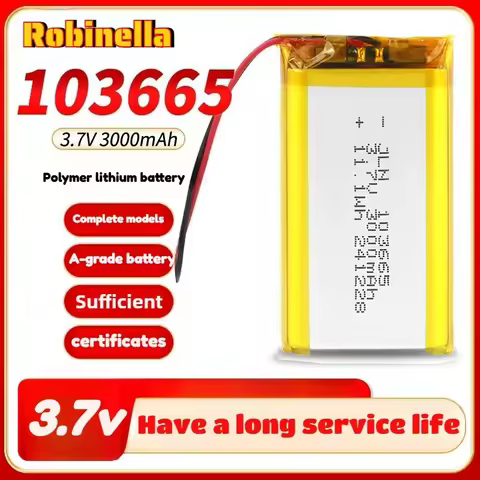 3000mAh Rechargeable 3.7V 103665 Battery Gps Polymer Lithium Battery For LED Light Driving Recorder 