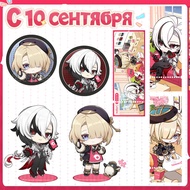 Genshin Impact X Camokat Merch Arlecchino Freminet Badge Acrylic Ticket Stub Small Stand