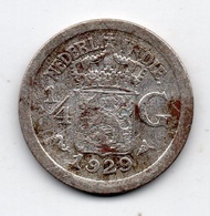 A4057 Koin Perak kuno 1/4 Gulden 1929 Jaman belanda Sesuai Belanda