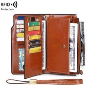 anti-fraud Madam wallet long style pull-up leather retro wallet Europe and America large capacity cl