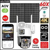 4k 4g Security Outdoor Solar Camera Home Monitoring 60x Zoom Cctv Aov 24-hours Record Humanoid Track