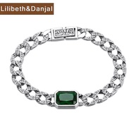 Bracelet Bangle Real 925 Sterling Silver Mosaic Big Green Zircon Jewelry Men Women 2022 Christmas Offers With Free Shipping B017