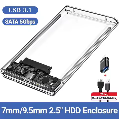 USB 3.0 HDD Enclosure 2.5 inch SATA SSD External Hard Drive Case with 5Gbps Transfer Speed Clear Har