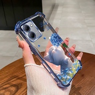 Case for vivo Y36 Y78 Y27 5G Y27S 4G phone case flower cat four corner silicone TPU transparent soft
