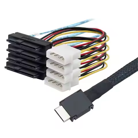 [VALUE PACK]0.5M OCuLink PCIe PCI-Express SFF-8611 4i to to (4) 29pin SFF-8482 Connectors with SAS 1