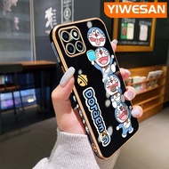 YIWESAN เคสสำหรับ Infinix Smart 6 HD Smart 6 Plus Smart 6 Plus 7ลายการ์ตูนโดราเอมอนบางหรูหราชุบเคสโท