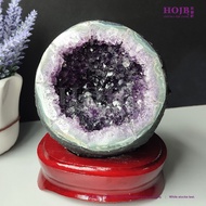 HOJB High Grade Uruguay Amethyst Wealthy Bag Feng Shui Stone 120x150mm(2.36KG) 聚寶軒优质乌拉圭紫水晶"富贵钱袋子"风水聚