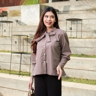 KEMEJA Yoenik Narae Korean Style Ribbon Coquet Shirt, Trendy Women's Top