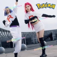 -JINN-POKEMON JESSIE JAMES Cosplay Costume&Wig Team Rocket Couples Outfits Anime Party Outfit Carniv