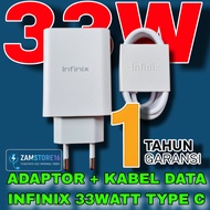 [ORIGINAL] CHARGER + DATA CABLE INFINIX 33W 33WATT USB TYPE C SUPER CHARGE INFINIK TEPSI ORIGINAL