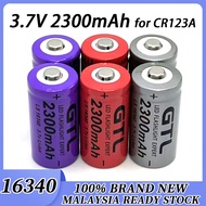 GTL 16340 3.7V 2300mAh Rechargeable Li‑ion Battery Rechargeable Li-ion Battery For Flashlight Laser 